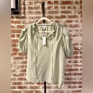 Current Air Light Green Ruffled Blouse